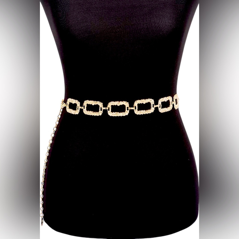 Gold or Silver Textured Chain Link Statement Belt